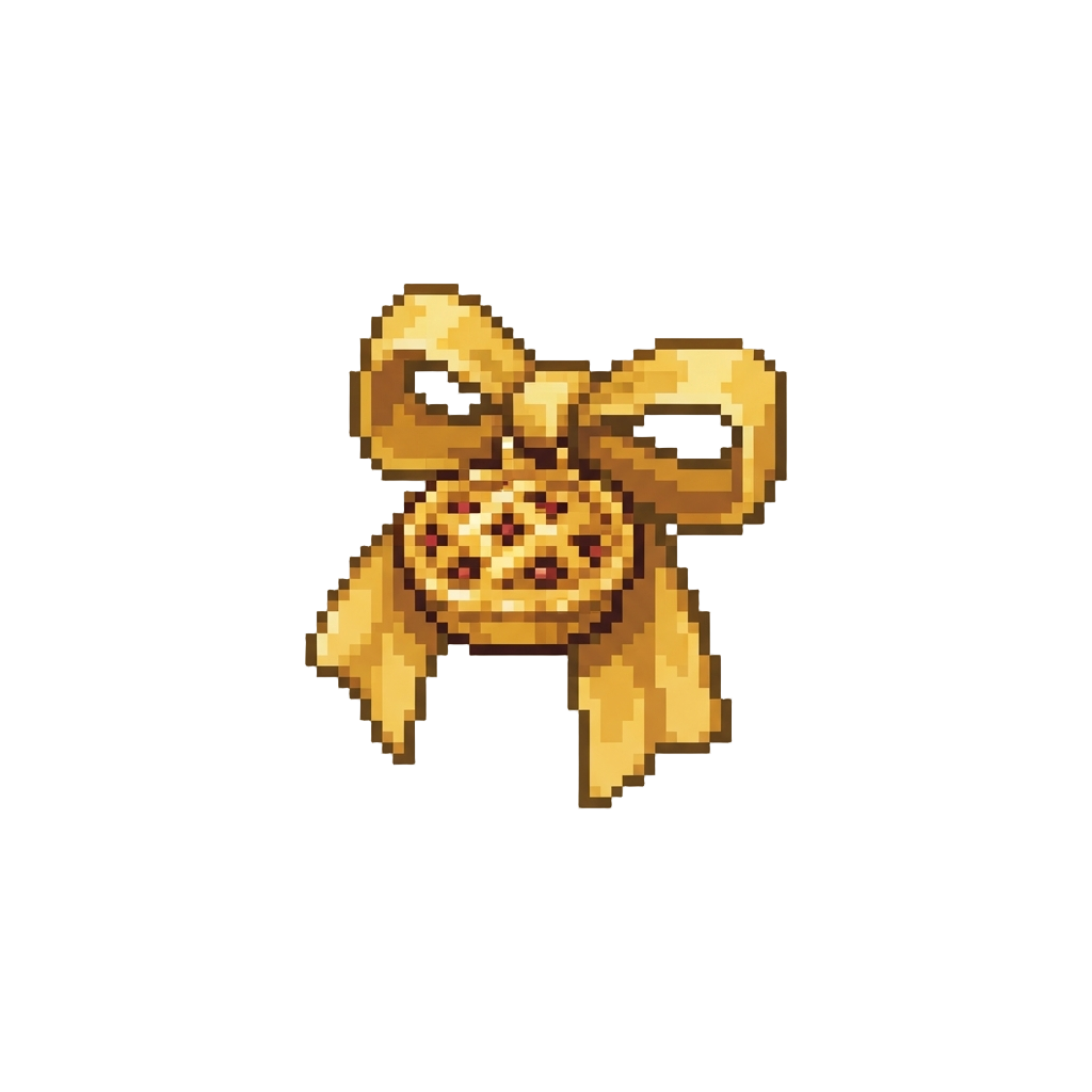 A Golden Ribbon with a Shiny Pie Pendant