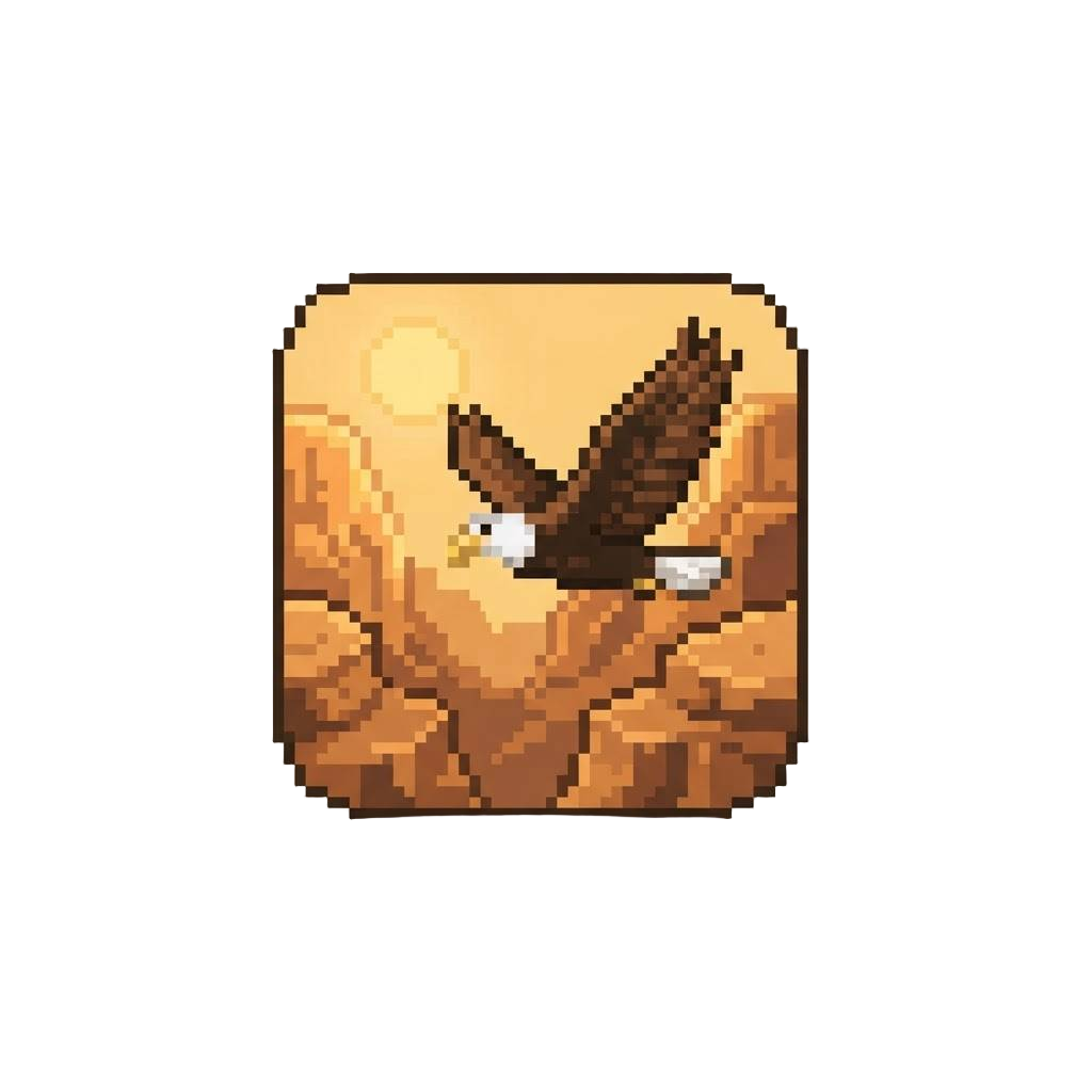 A Golden Sunset Canyon Vista with a Majestic Bald Eagle Gliding Past
