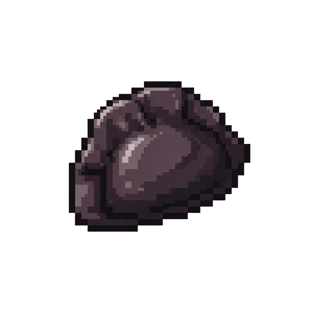 A Soft Dark Plum-black Glossy Dumpling