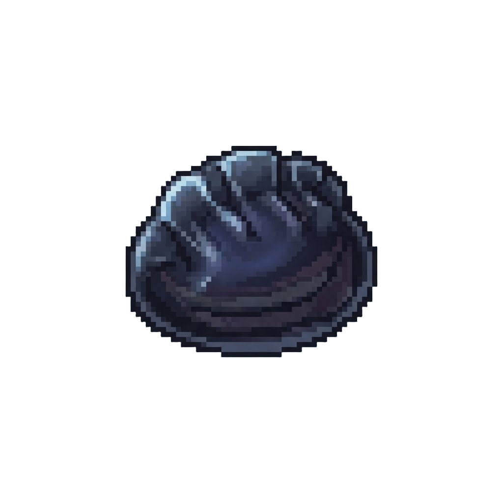 A Glowing Obsidian Black Translucent Dumpling