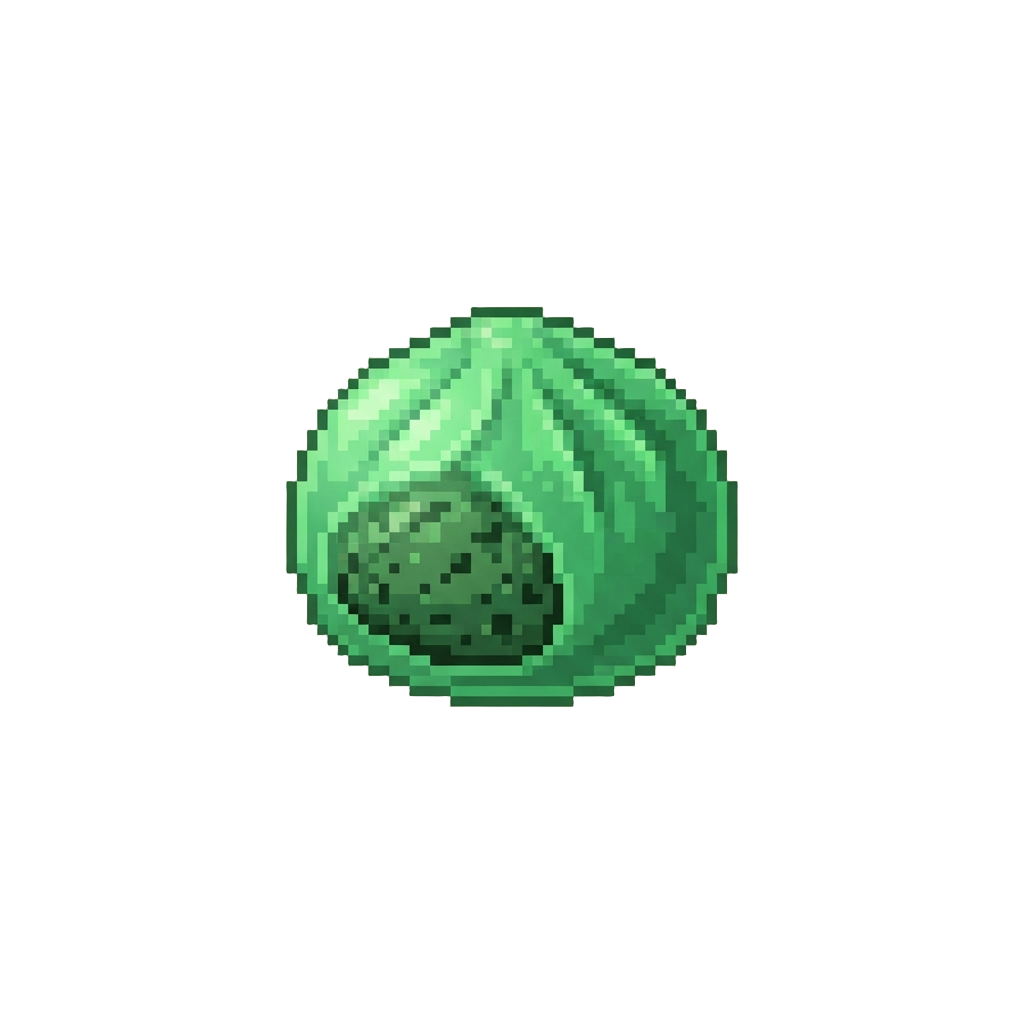 A Glowing Emerald Green Translucent Dumpling