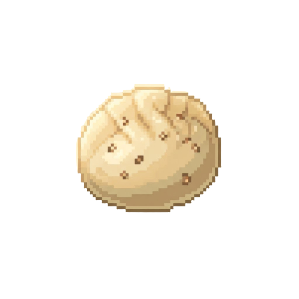 A Glowing Toasted-sesame Beige Translucent Dumpling