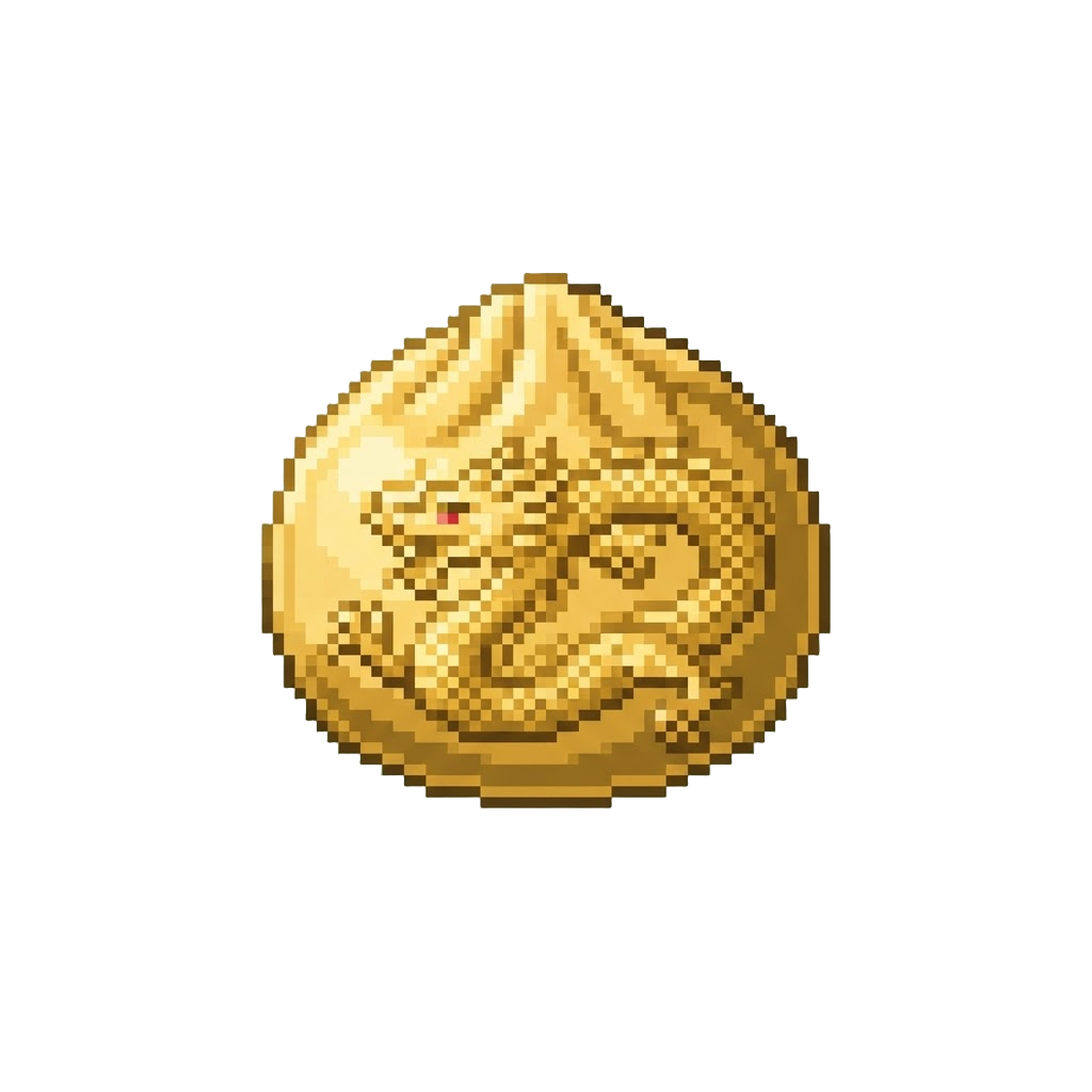 A Radiant Golden Dragon-embossed Dumpling