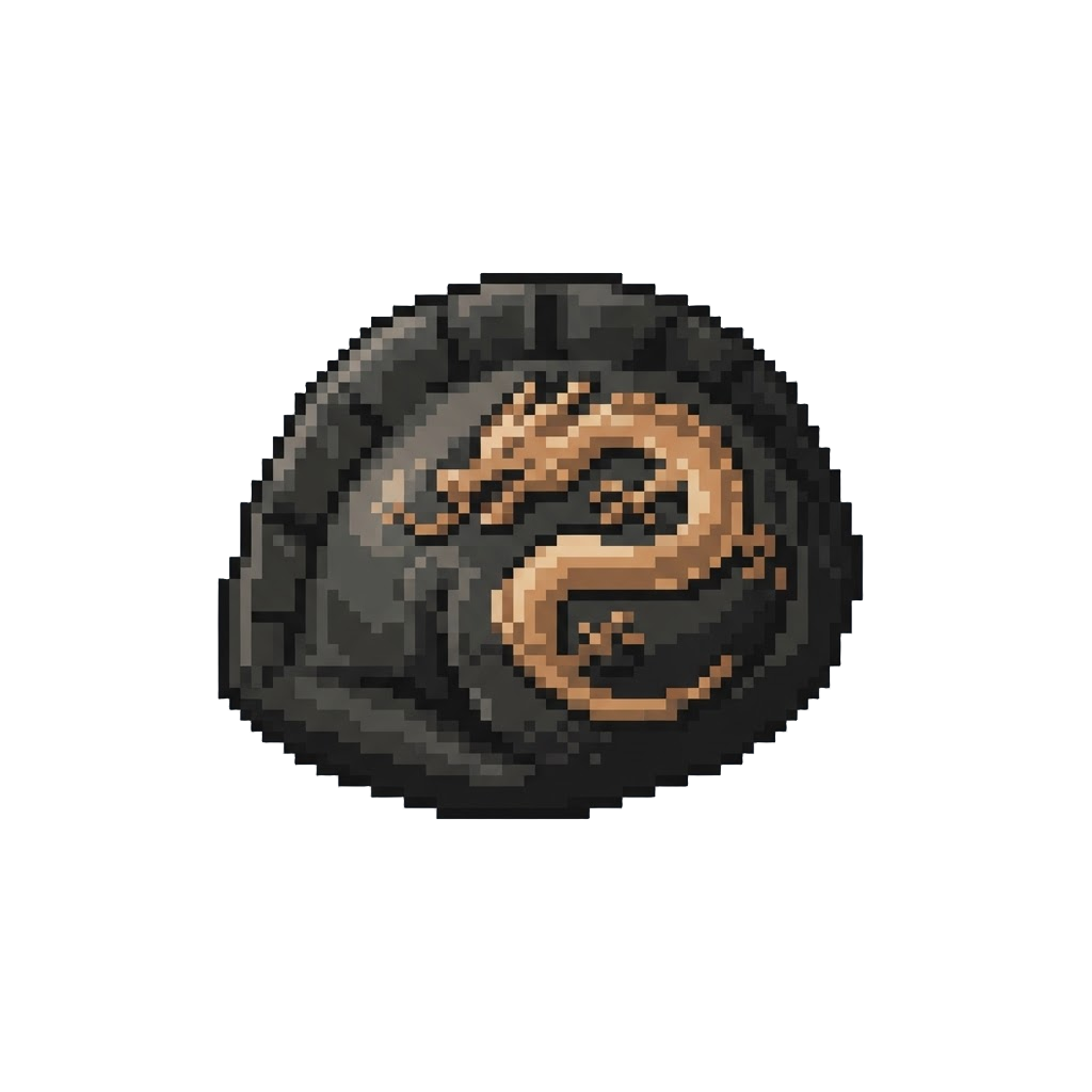 A Deep Squid-ink Black Dragon-embossed Dumpling