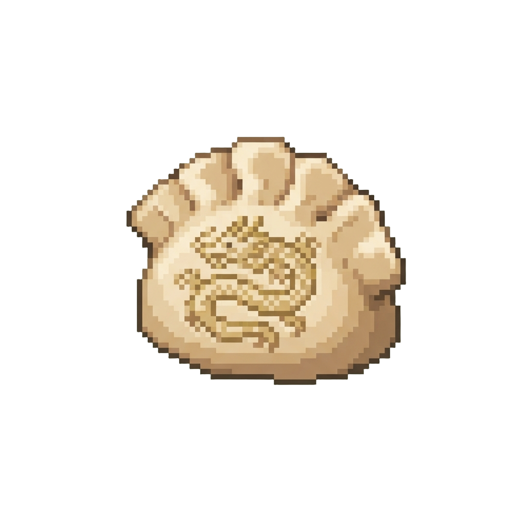 A Subtle Beige Dragon-embossed Dumpling