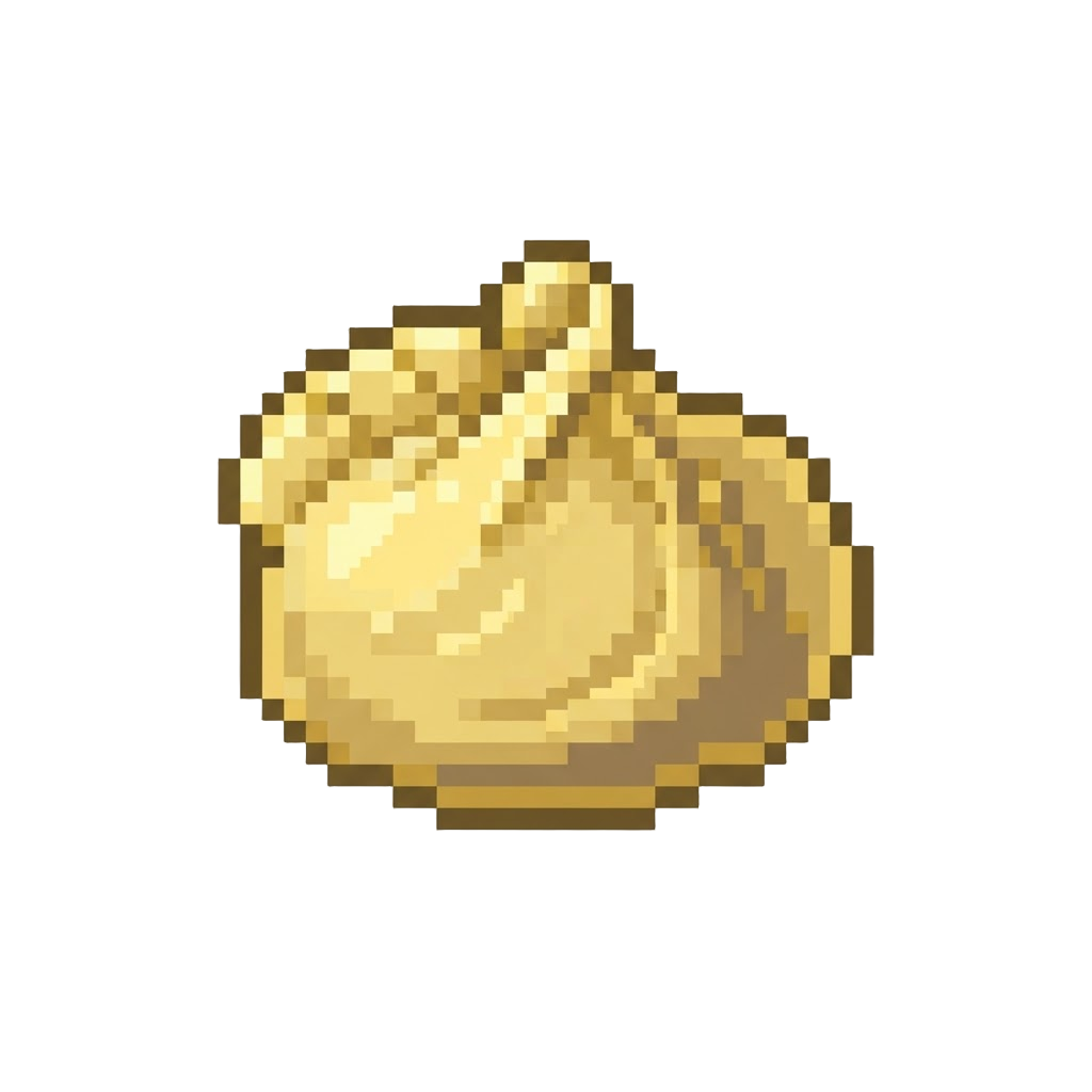A Sparkling Metallic Gold Translucent Dumpling