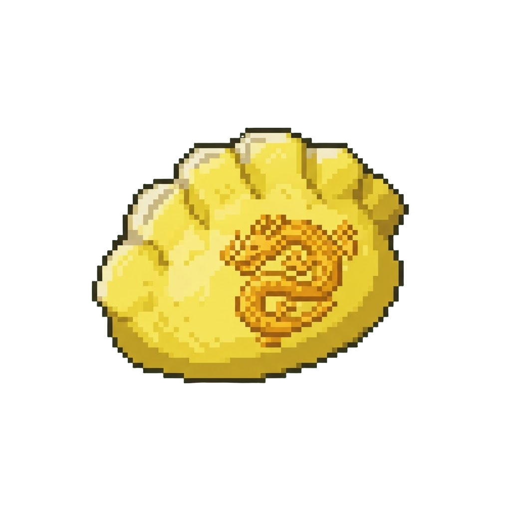 A Vibrant Lemon-yellow Dragon-embossed Dumpling