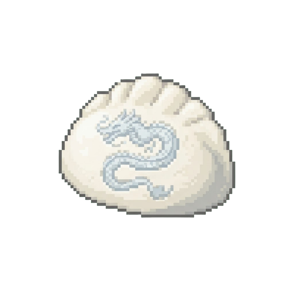 A Soft Snow-white Dragon-embossed Dumpling