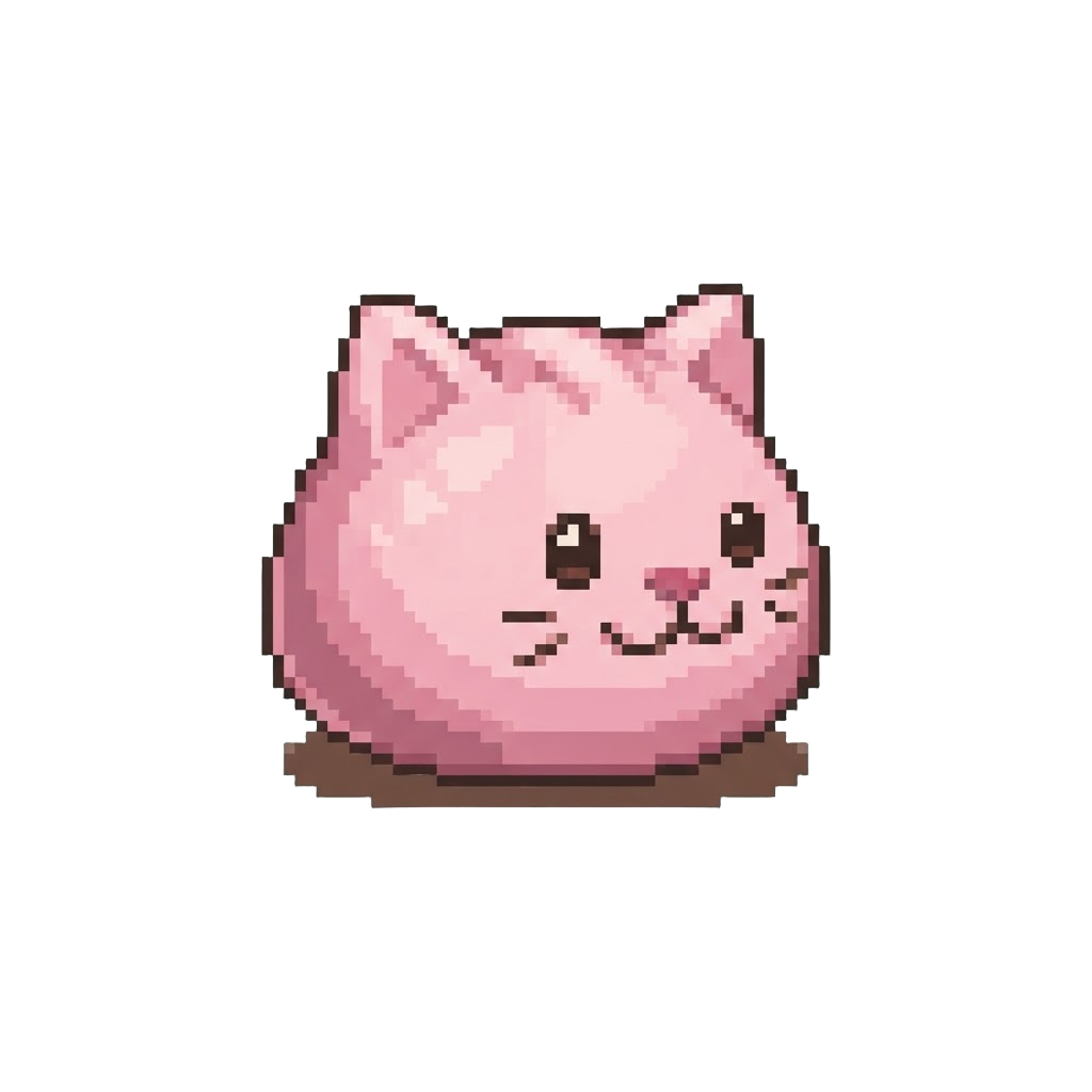 A Cute Pink Cat-shaped Dumpling with Tiny Ears