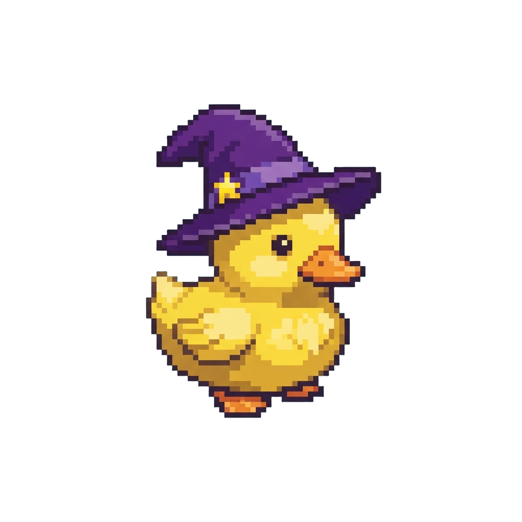 A Tiny Duckling Wearing a Pointy Witch Hat