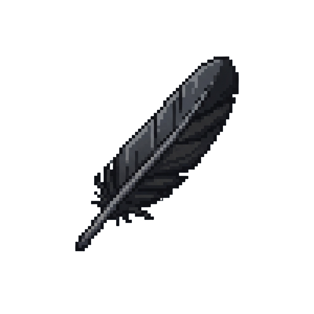 A Single Floating Black Feather Landing Silently
