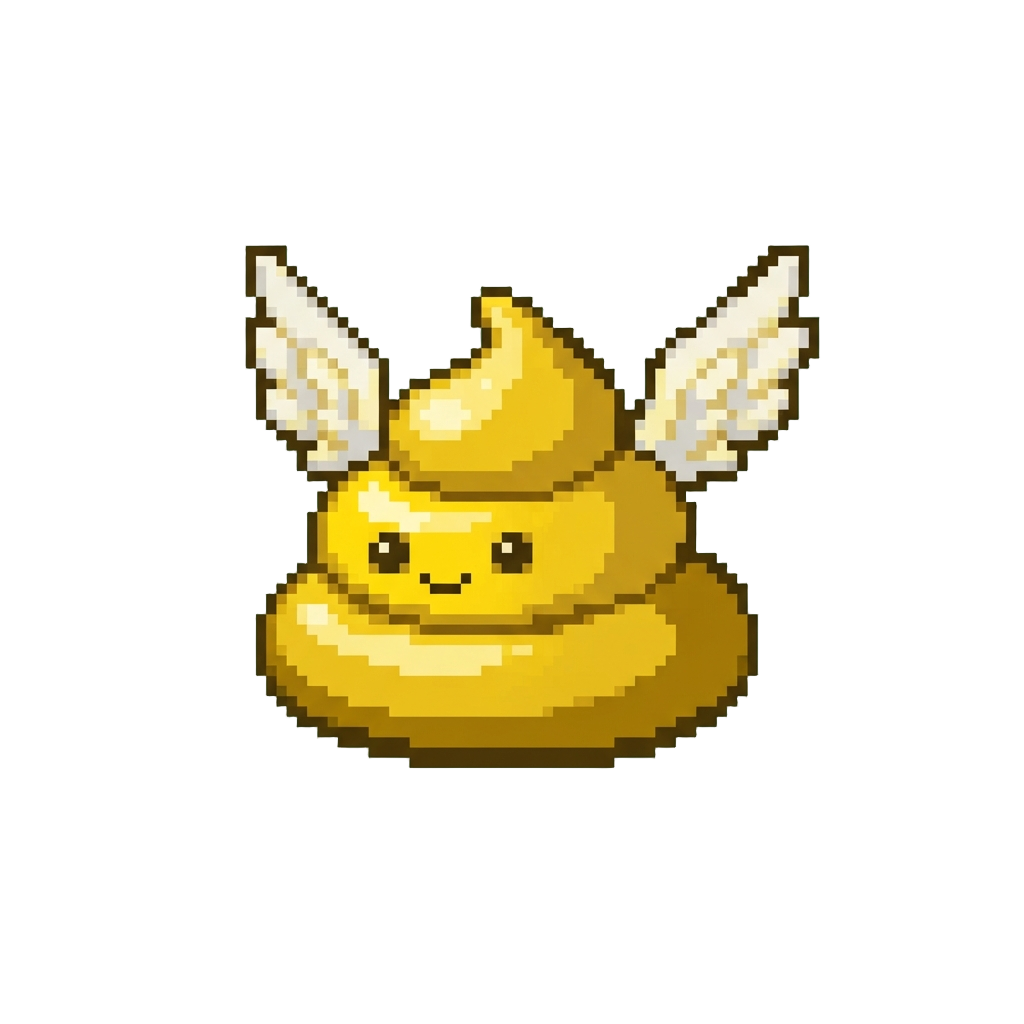 A Cute Golden Poop Figurine with Wings