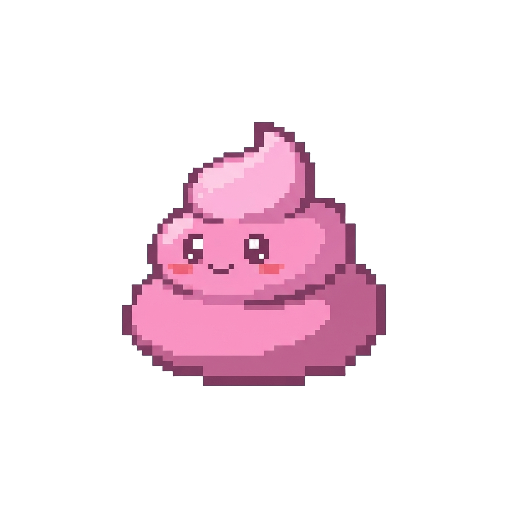A Cute Pink Cartoon Poo with Eyes