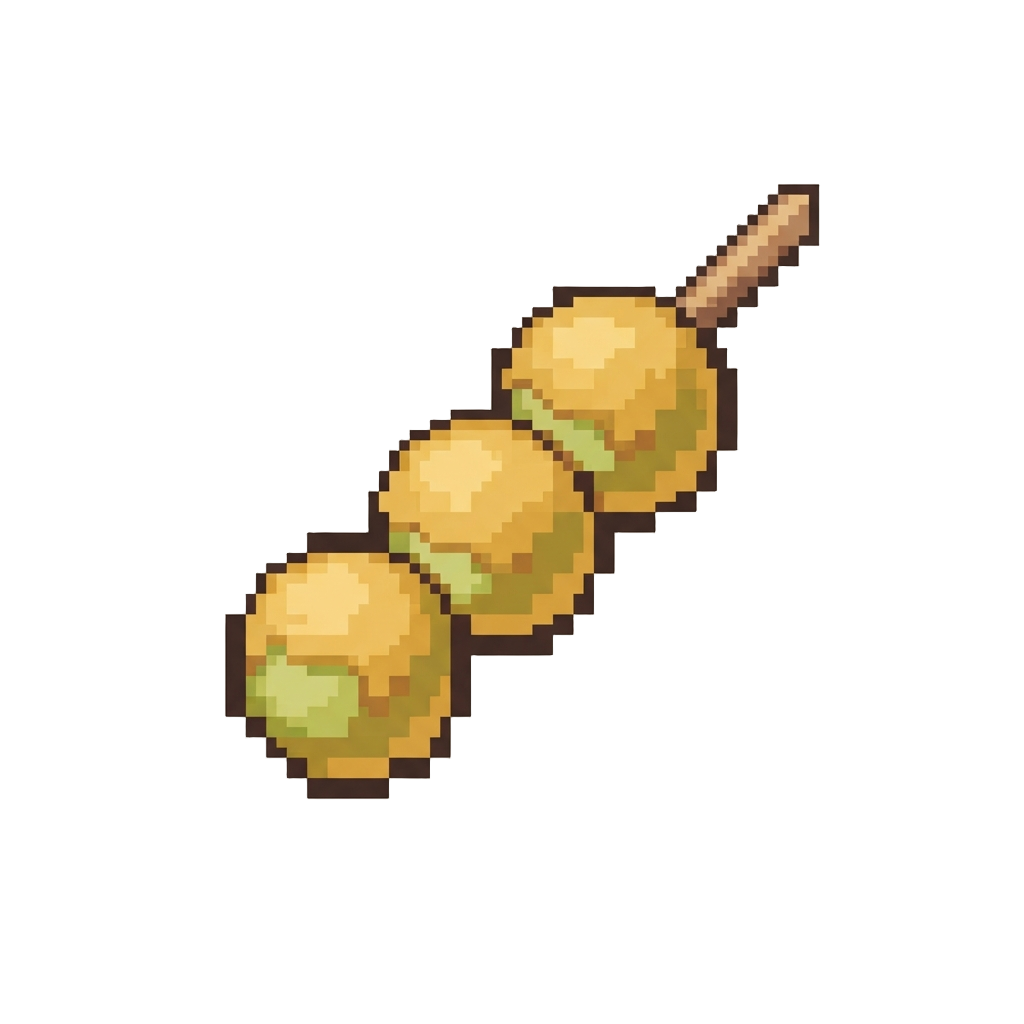 A Golden Matcha Dango Skewered Stick