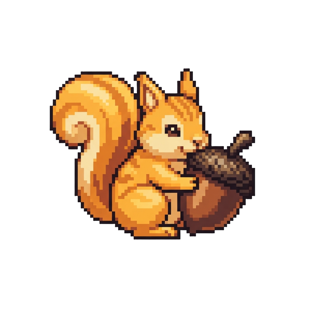 A Playful Golden Squirrel with a Giant Nut