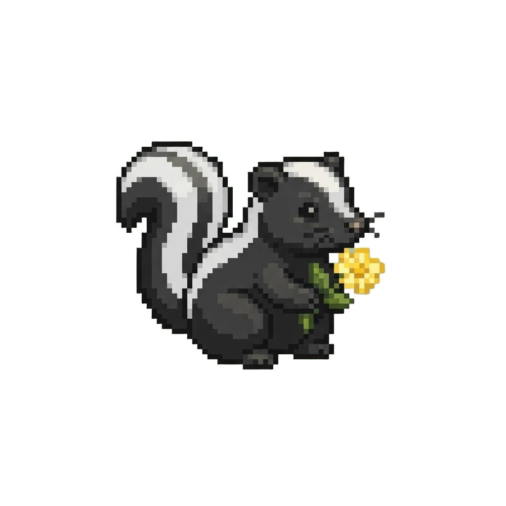 A Tiny Skunk with a Flower