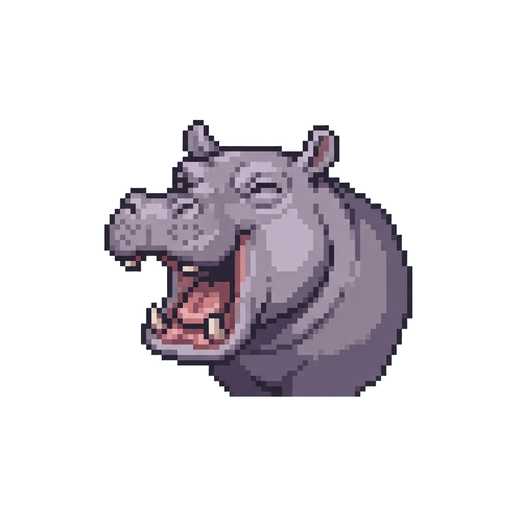 A Yawning Hippo Making a Silly Face
