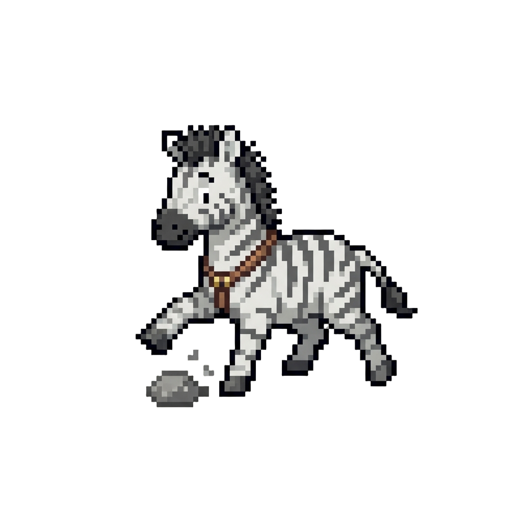 A Clumsy Zebra Slipping Slightly on a Pebble