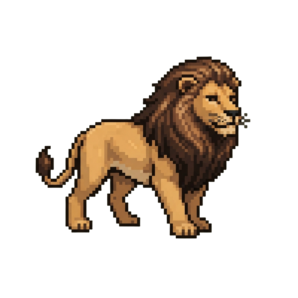 A Regal Male Lion with a Flowing Dark Mane
