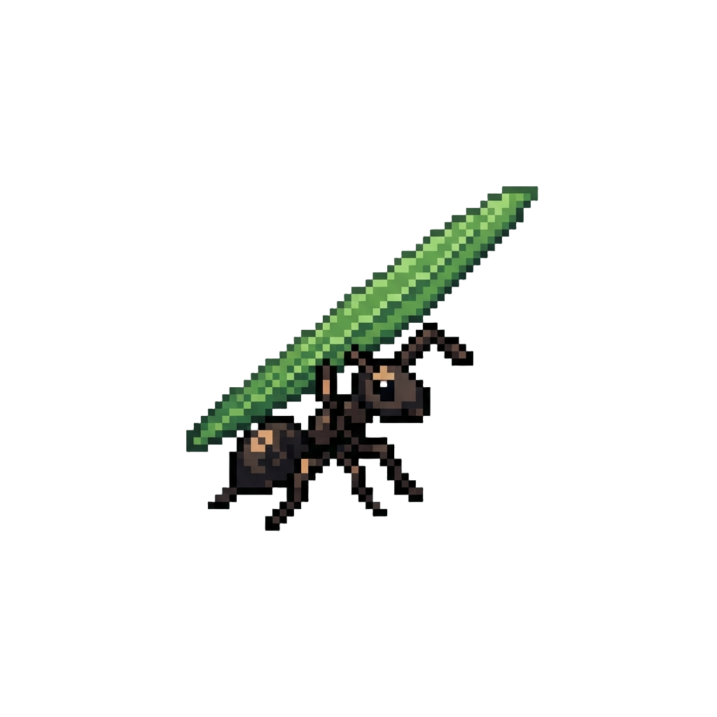 A Tiny Ant Carrying a Grass Blade
