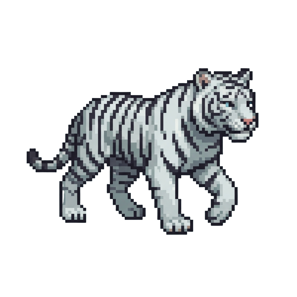A Rare White Tiger Striding Proudly