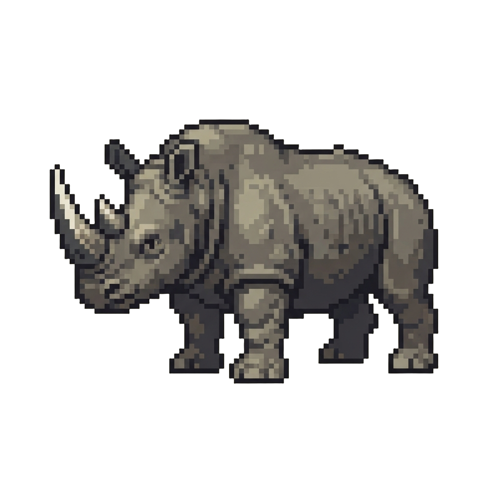 A Massive Horned Rhino Bathed in Rim Light