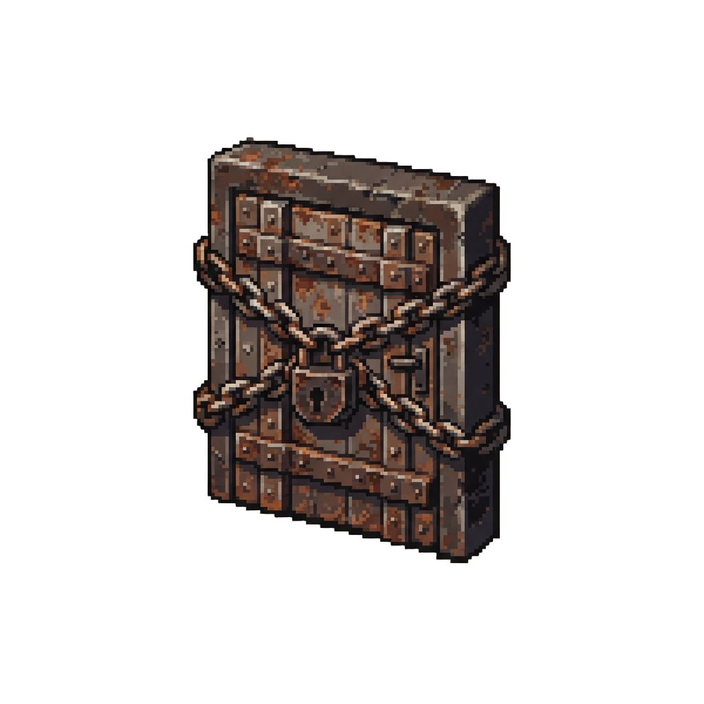A Rusted Metal Door Locked with Chains