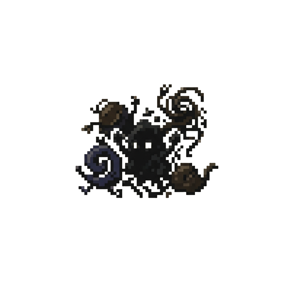 A Gang of Dark Ink-blot Stick Creatures