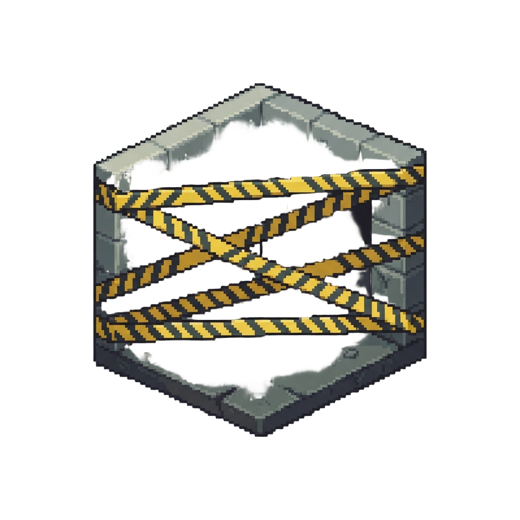 A Dead-end Hallway Covered in Caution Tape