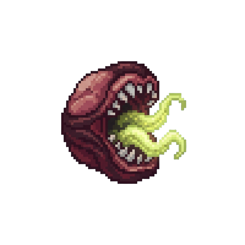 A Twisted Bio-hazard Mouth with Glowing Inner Tentacles