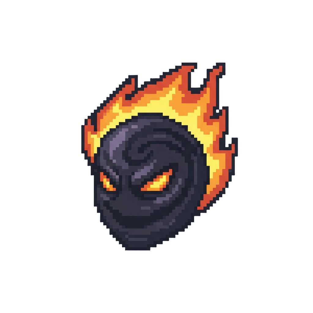 A Flaming Void Face with Sinister Slit Eyes