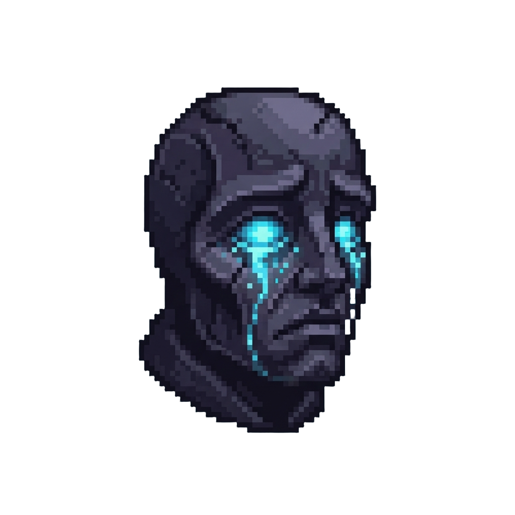 A Weeping Shadow Face with Hollow Glowing Sockets