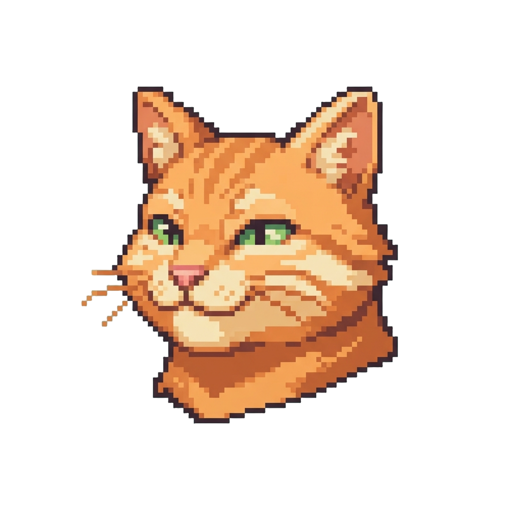 A Happy Purring Cat Face with Whiskers