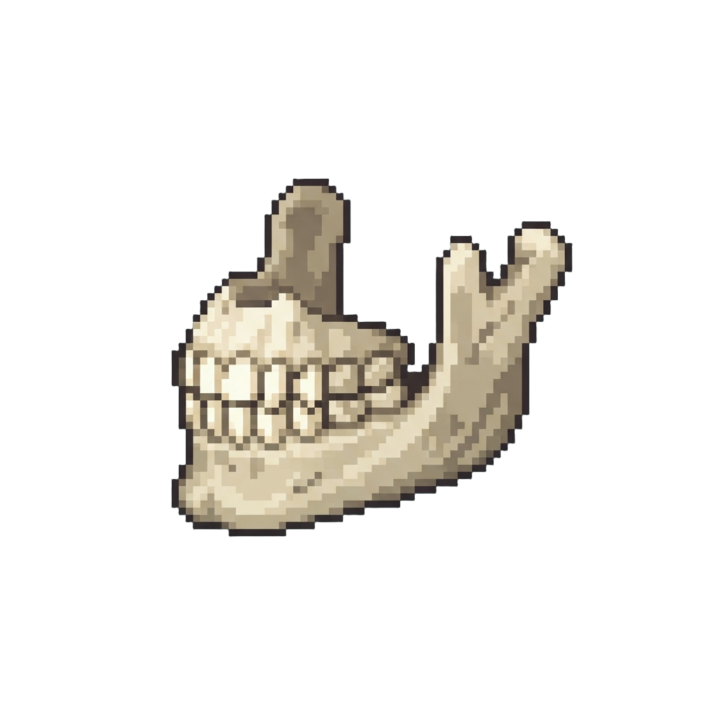A Grinning Skeleton Jaw Carving