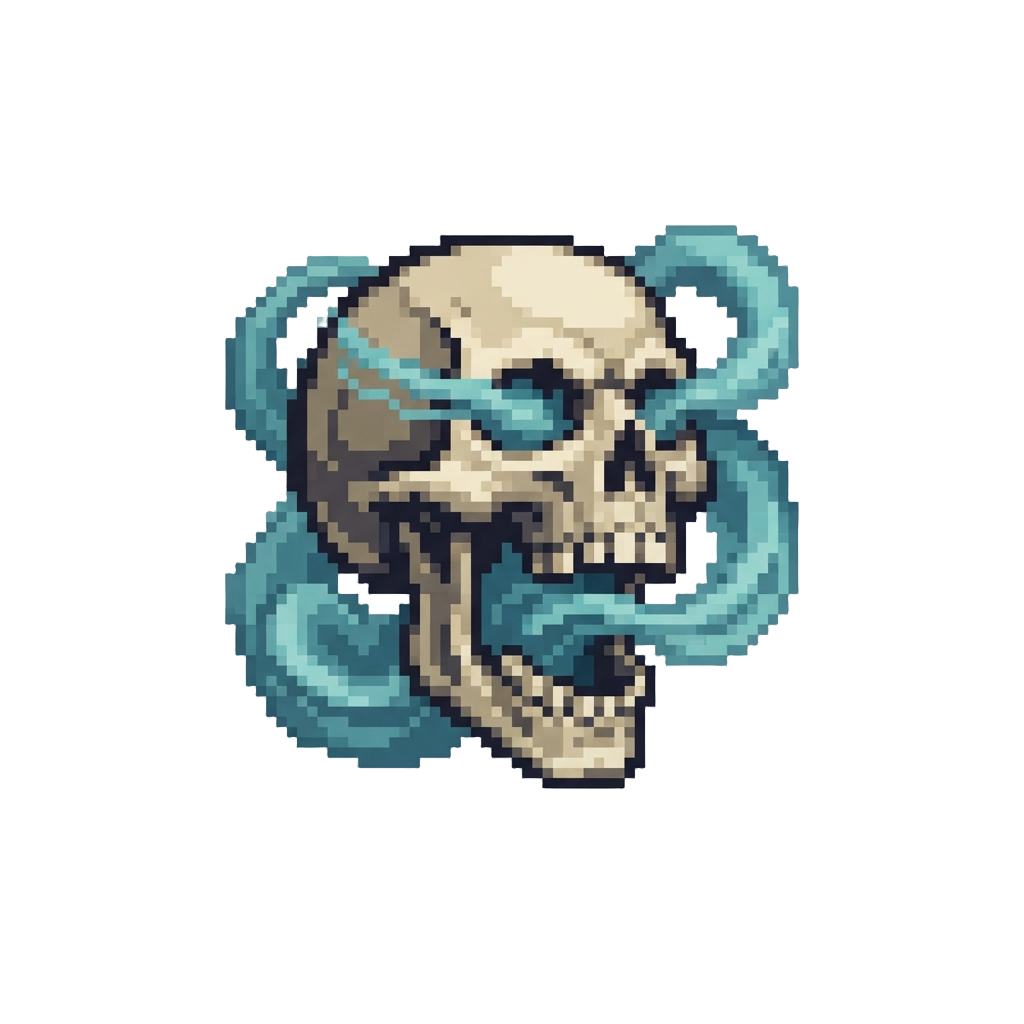 A Screaming Skull Face Oozing Ethereal Smoke