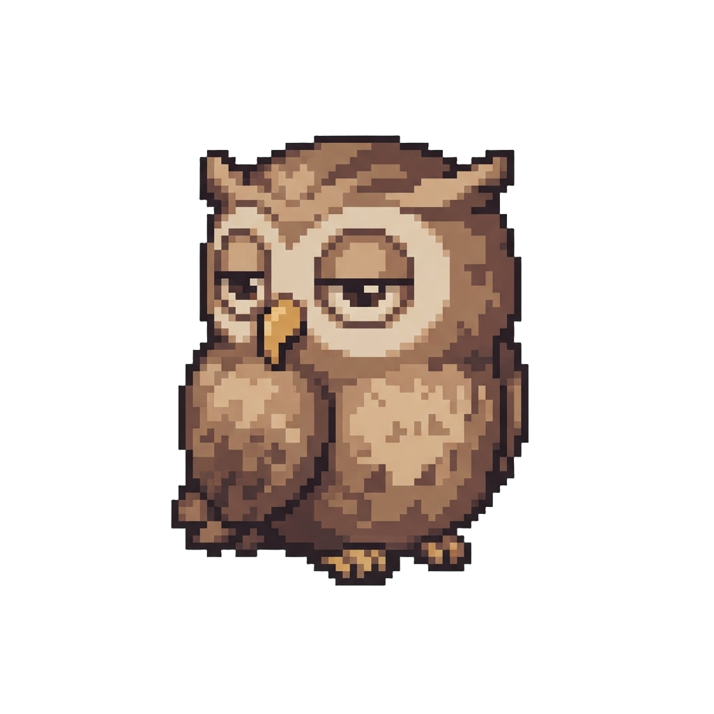 A Sleepy Owl with Big Round Eyes