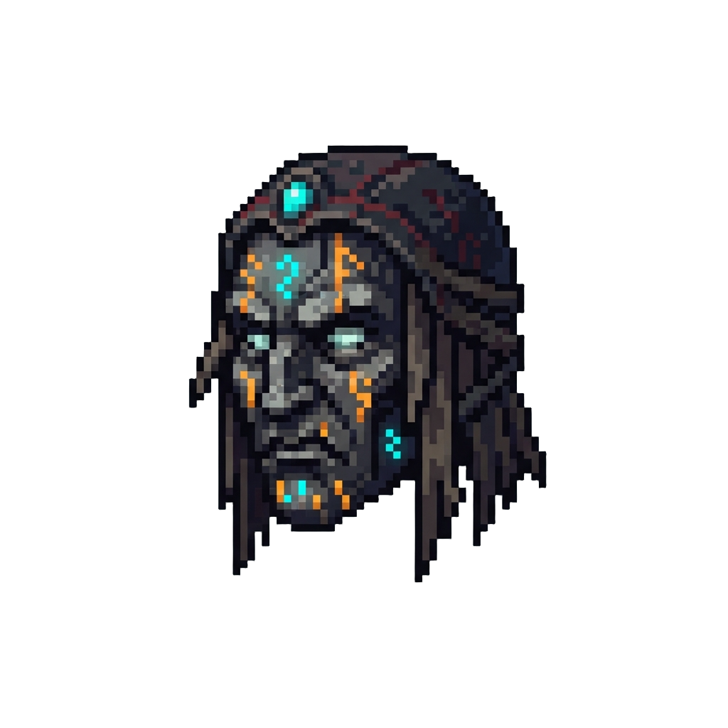 A Cursed Warlock Visage with Glowing Runes