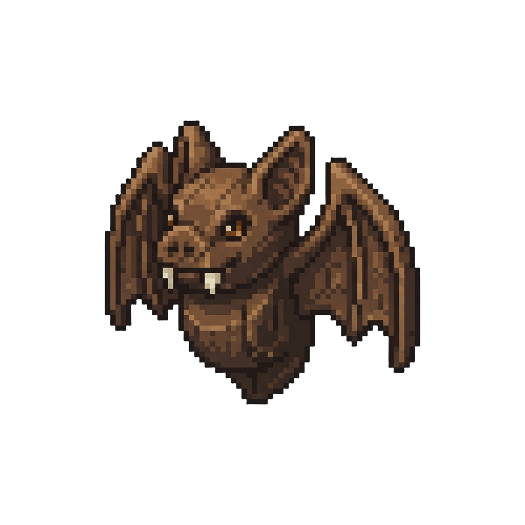 A Vampire Bat Carving with Pointy Fangs