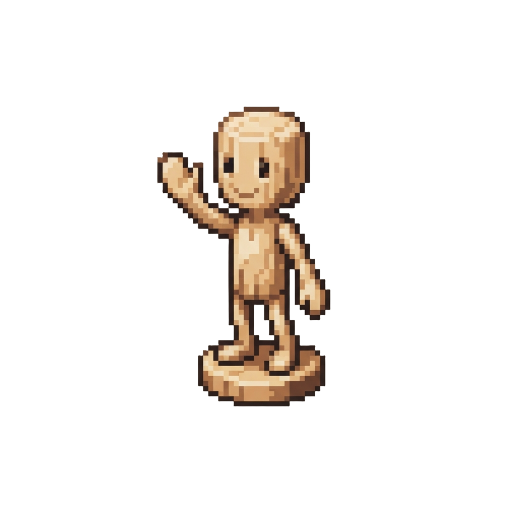 A Stick-figure Waving Carving