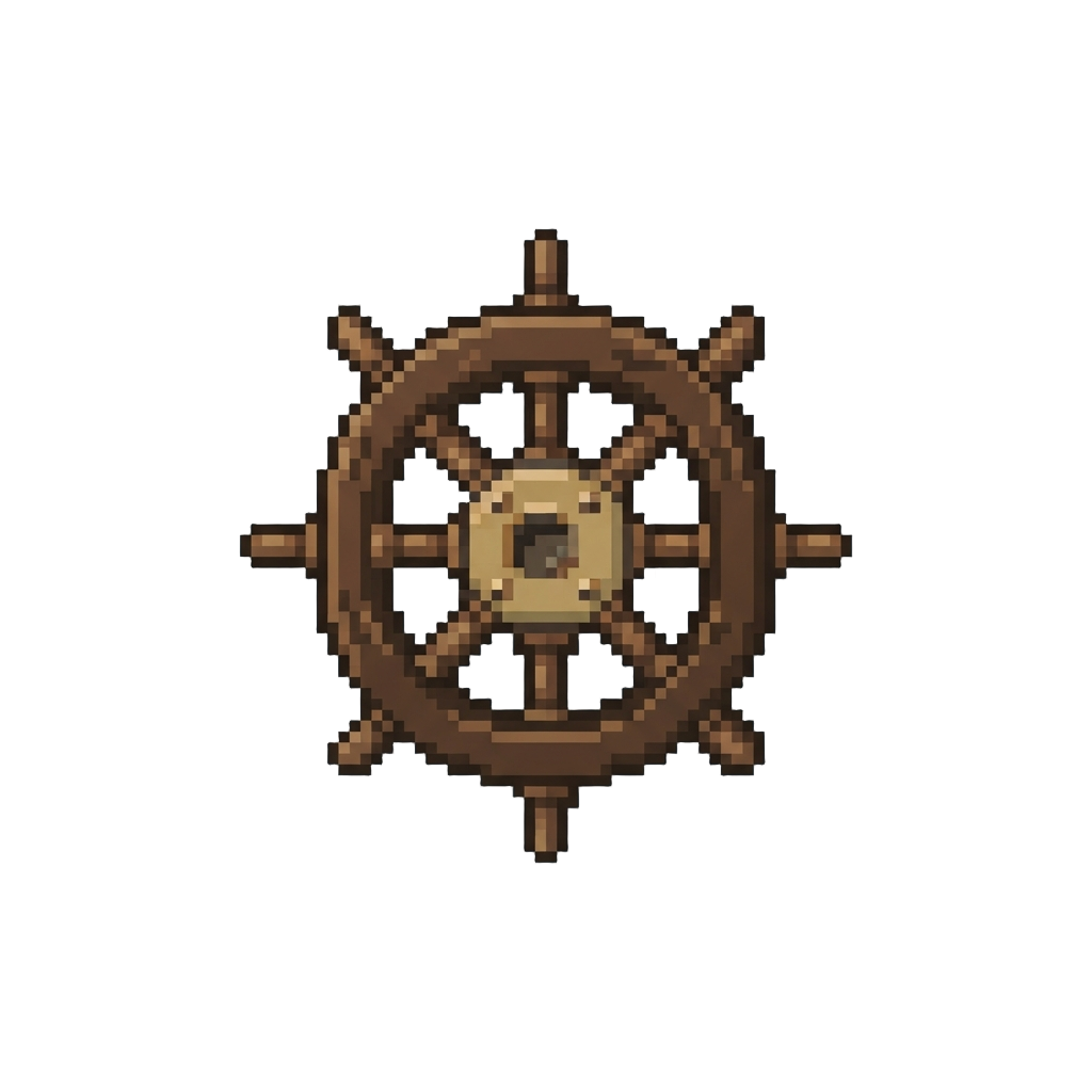 A Floating Wooden Ship's Wheel