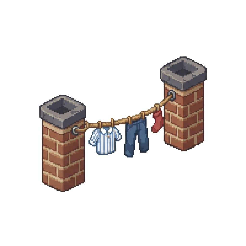 A Clothesline Stretched Between Chimney Pots