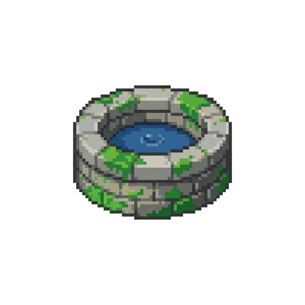 A Mossy Stone Fountain Rim