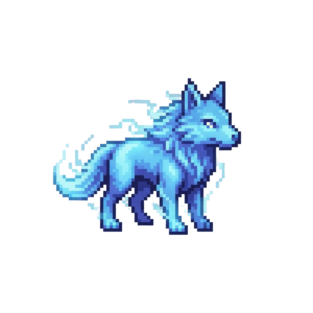 A Glowing Blue Spirit Wolf