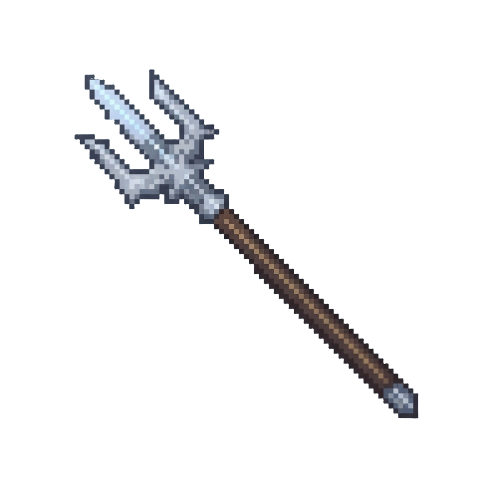 A Glowing Silver Trident