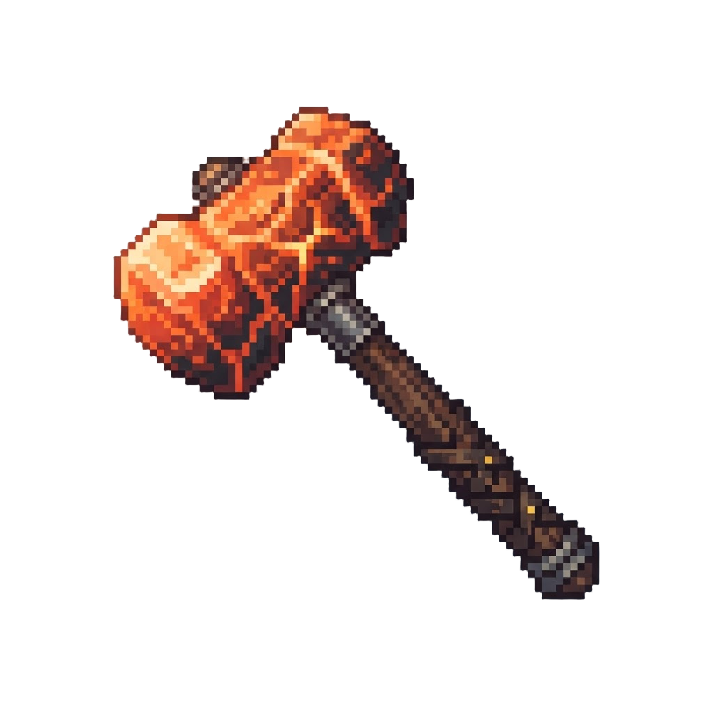 A Glowing Magma Battle Hammer