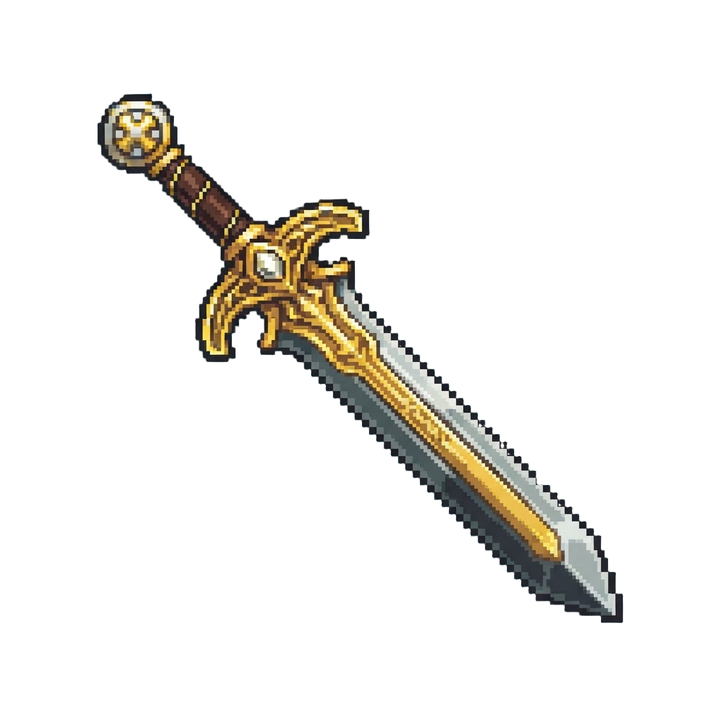 An Ornate Golden Holy Broadsword