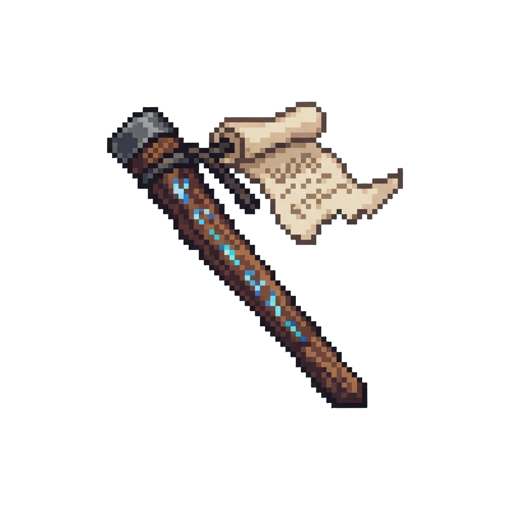 A Runic Wooden Rod and Floating Parchment