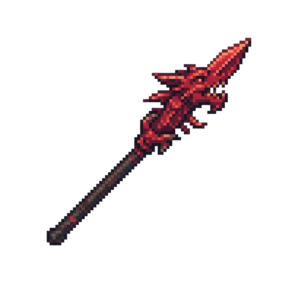 A Crimson Barbed Dragon Spear