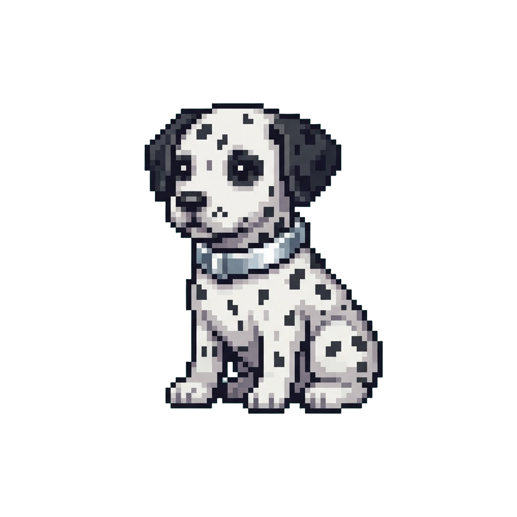 A Spotted Dalmatian Puppy Wearing a Shiny Silver Collar