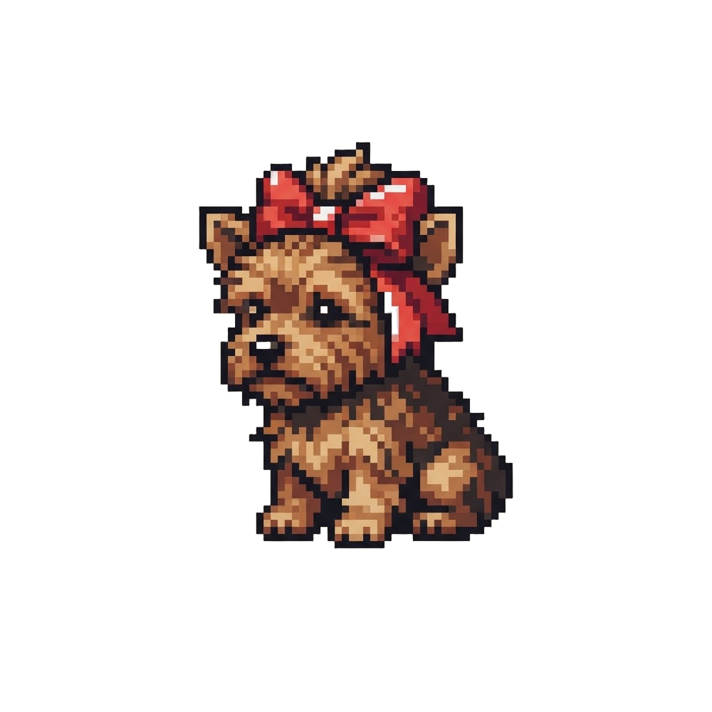 A Scruffy Terrier Puppy with an Oversized Bow on Its Head